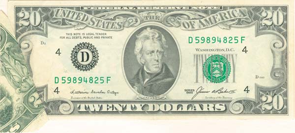 Paper Money Error - $20 Printed Fold - Error Currency